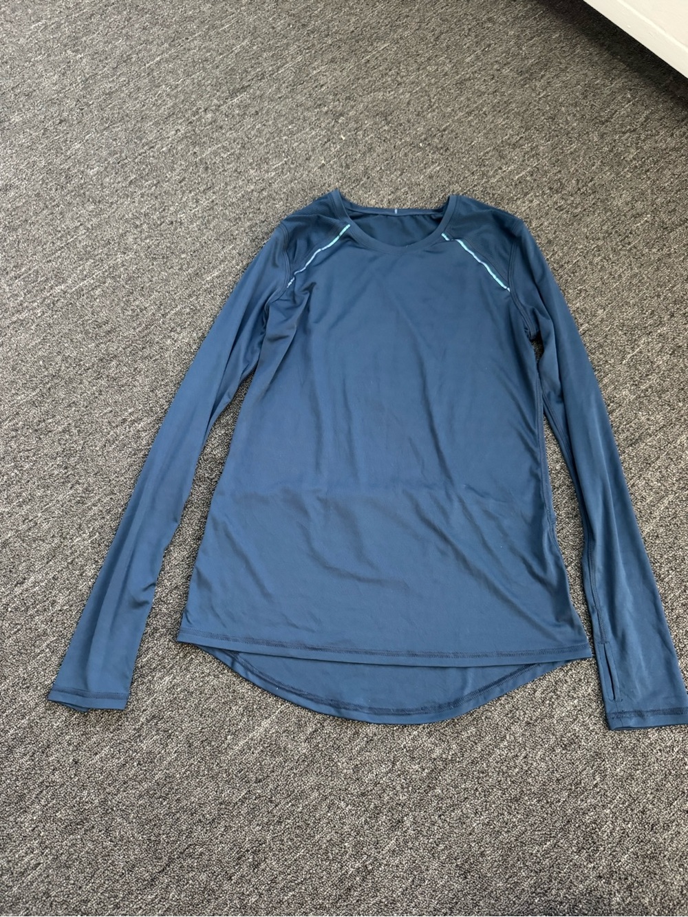 G/FORE Navy Long-Sleeve Performance Tee with Teal Accents